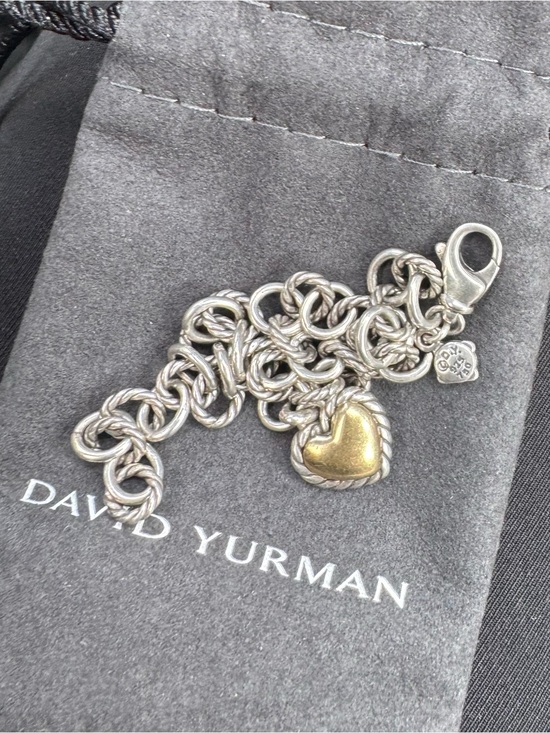 David Yurman Jewelry - David Yurman Sterling Silver & 14K Gold Puffy Heart Charm Bracelet
